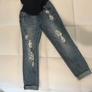 led distressed boyfriend maternity jeans